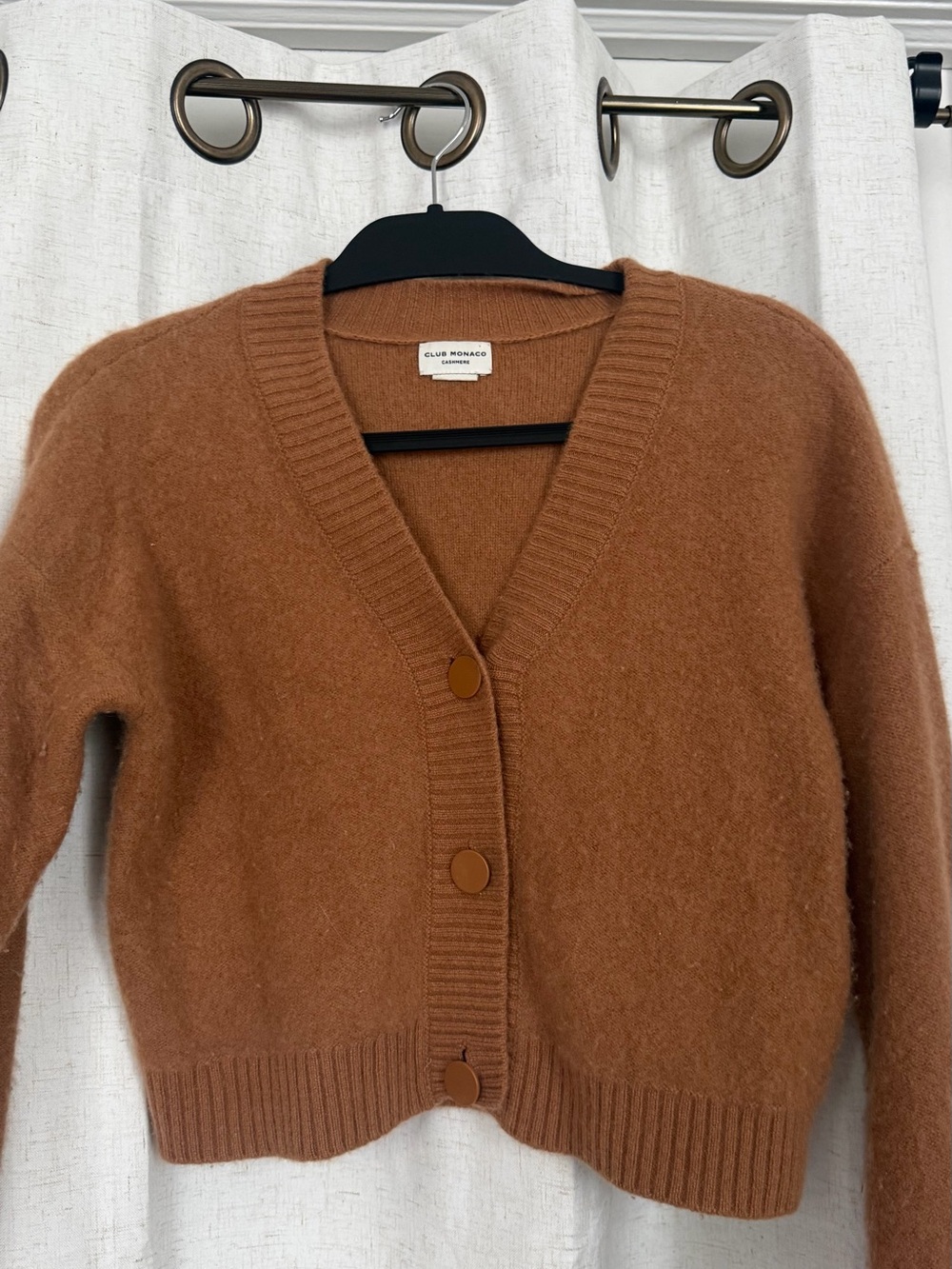 Club Monaco Chestnut Brown V-Neck Button Cardigan